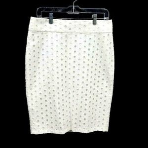 Ann Taylor white crochet pencil midi skirt